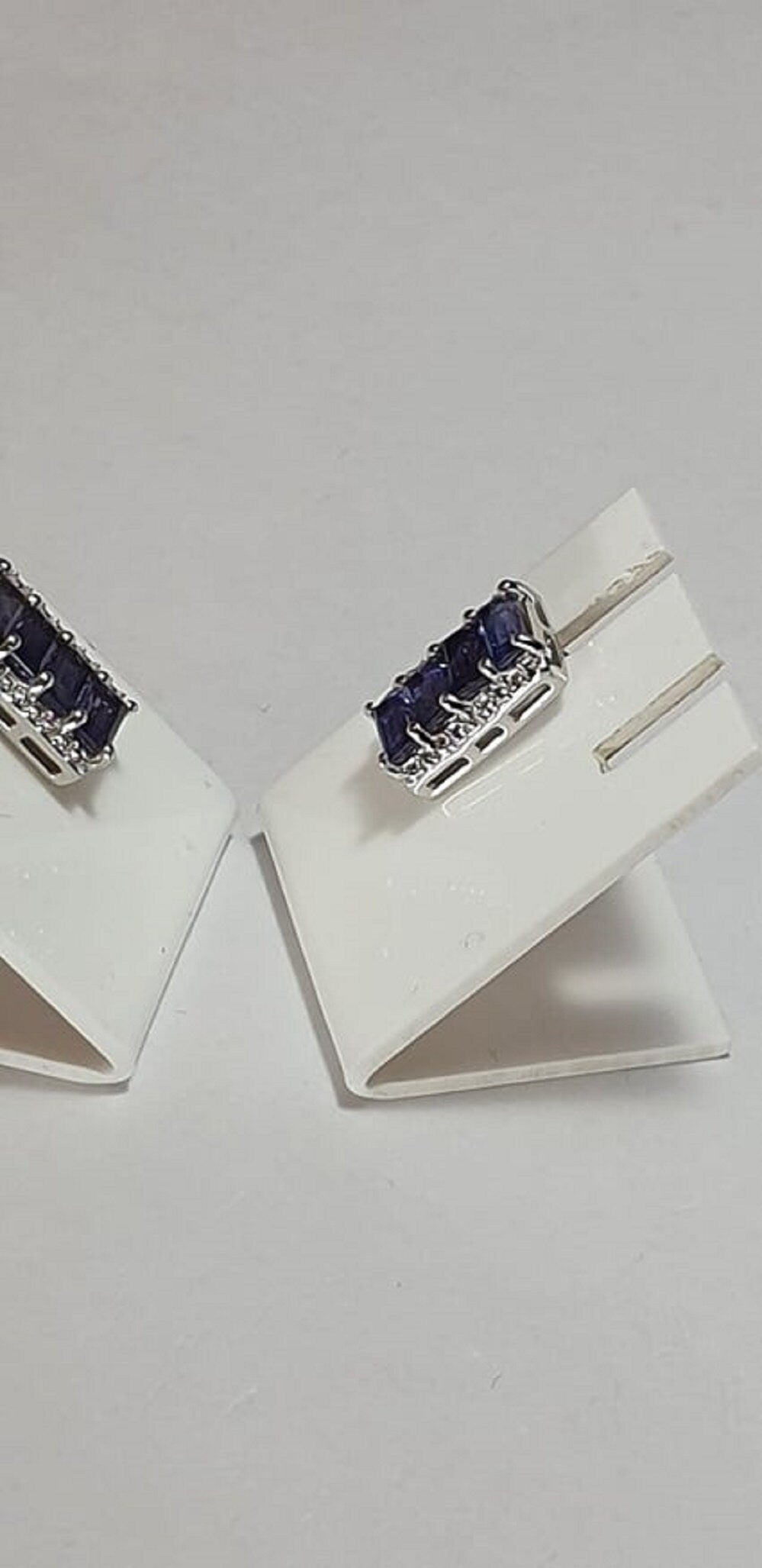 2,0 Carat Iolith Ohrstecker 925 Silber Ohrring Wassersahpir Luchssaphir Edel