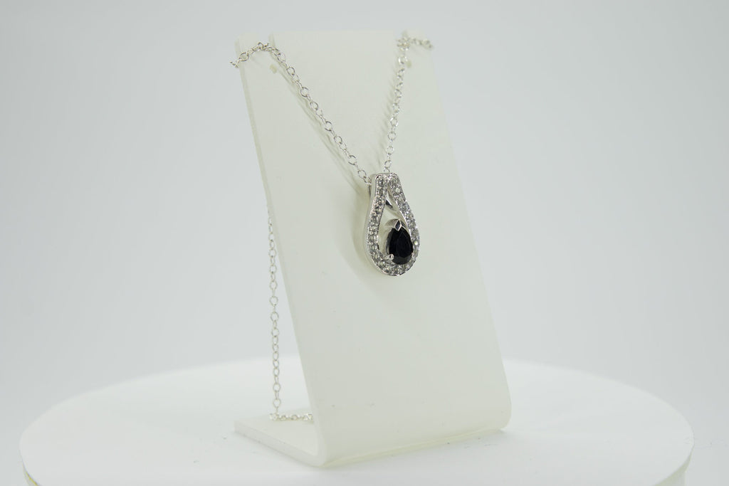 0,65 Carat schwarzer Spinell Anhanger 925 Silber weisstopas 925 Silber Collier