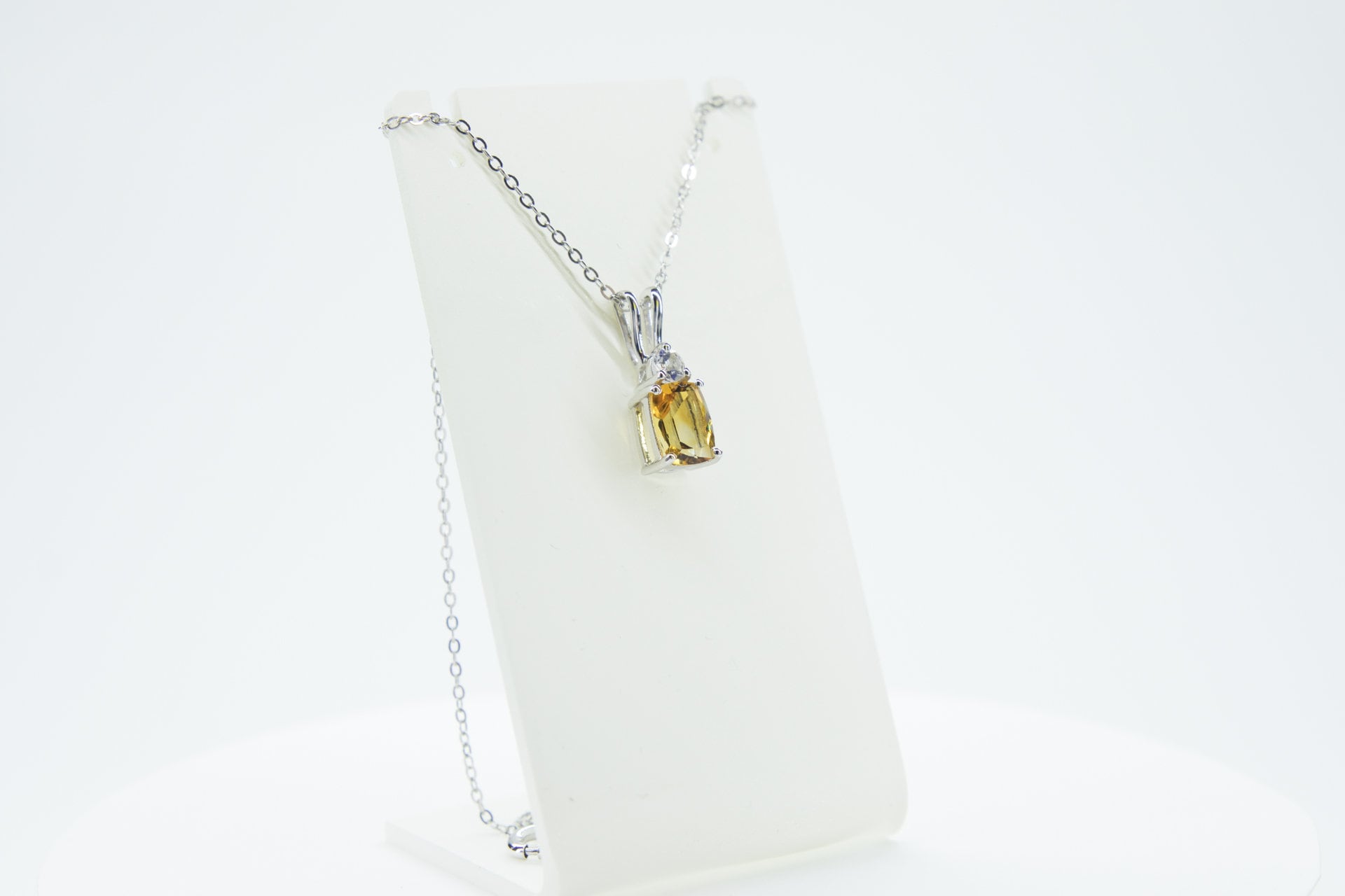Edler 1,65 Carat Citrin weisstopas Anhanger 925 Silber Collier Kette Edelstein