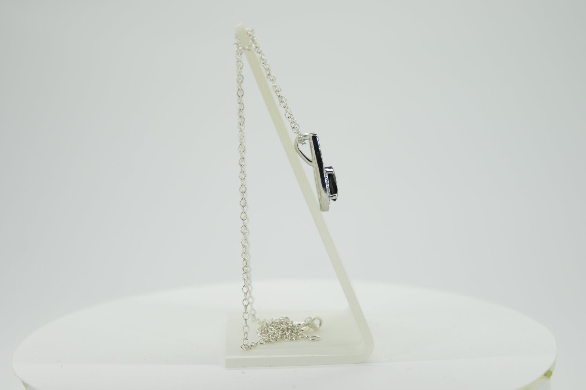 0,65 Carat schwarzer Spinell Anhanger 925 Silber weisstopas 925 Silber Collier