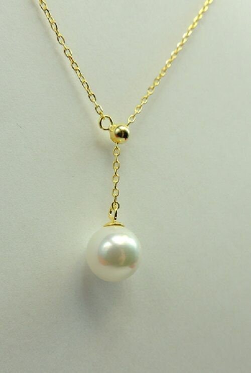 Collier mit Perle 925 Silber edel vergoldet Perlcollier Kette 10 mm Perle
