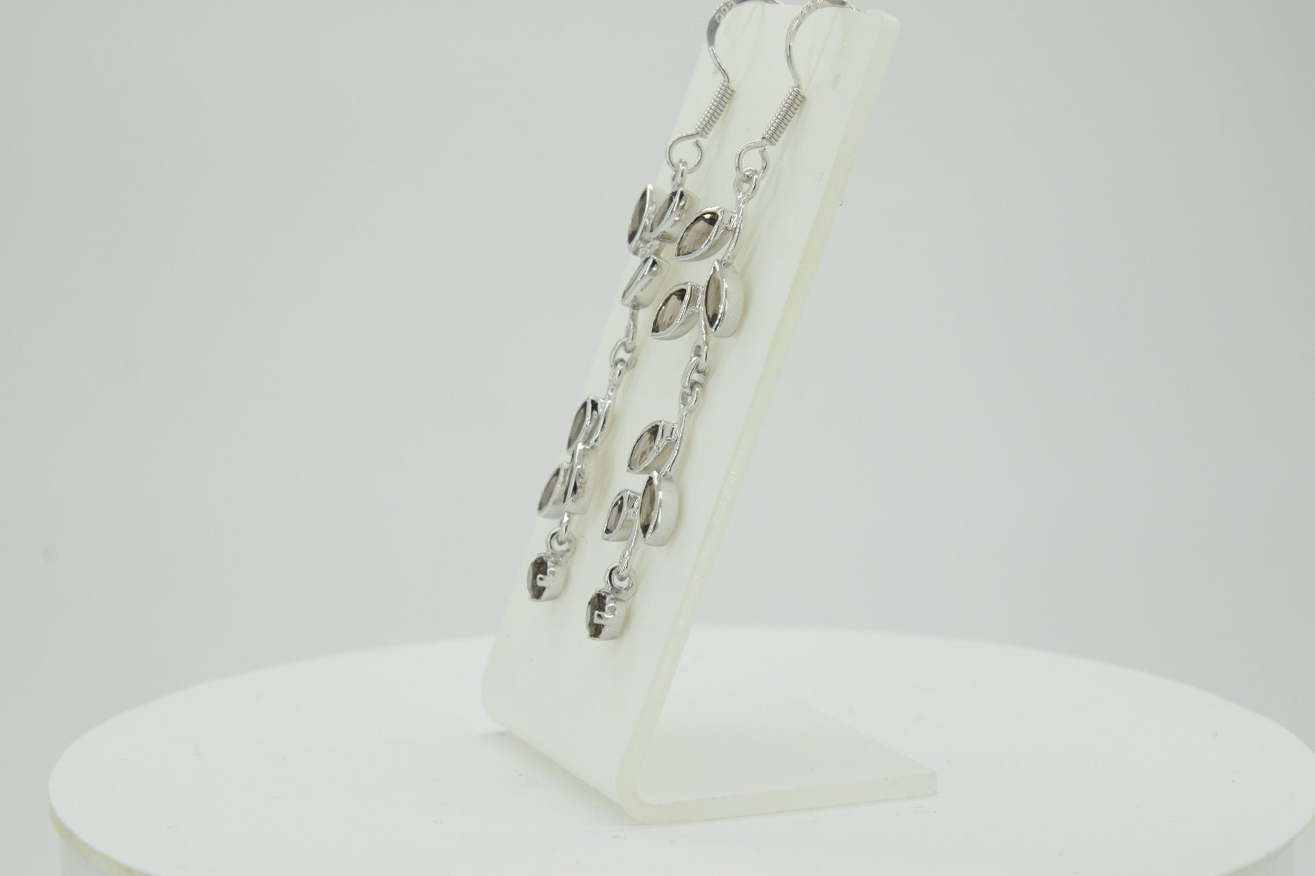 Edle florale 3,6 Carat Rauchquarz Ohrhanger 928 Silber romantische Ohrhanger