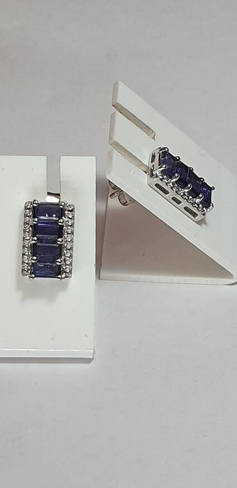2,0 Carat Iolith Ohrstecker 925 Silber Ohrring Wassersahpir Luchssaphir Edel