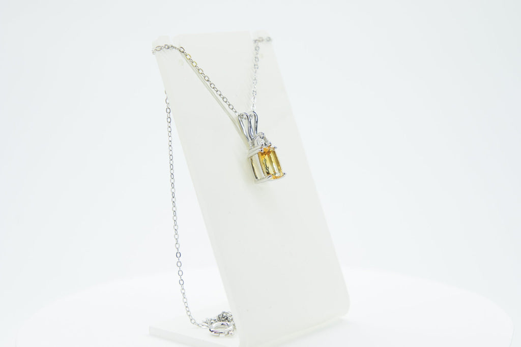 Edler 1,65 Carat Citrin weisstopas Anhanger 925 Silber Collier Kette Edelstein
