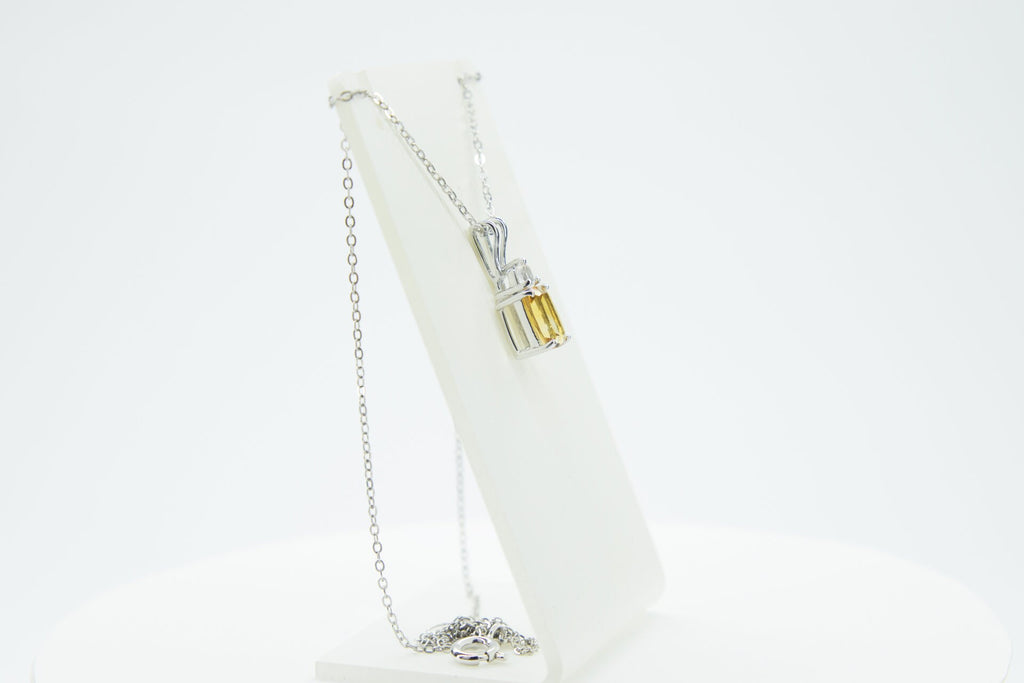 Edler 1,65 Carat Citrin weisstopas Anhanger 925 Silber Collier Kette Edelstein