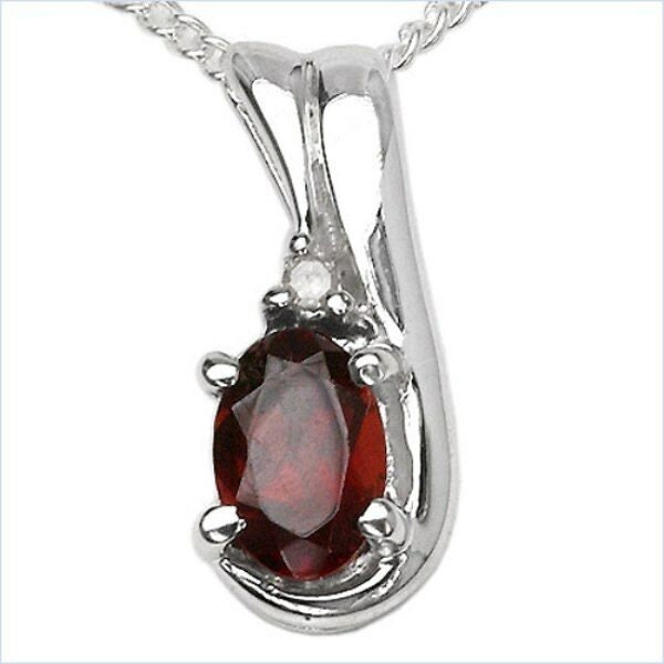Edler 0,66 Carat dunkelroter Granat, Diamant Anhanger, 925 Sterling Silber
