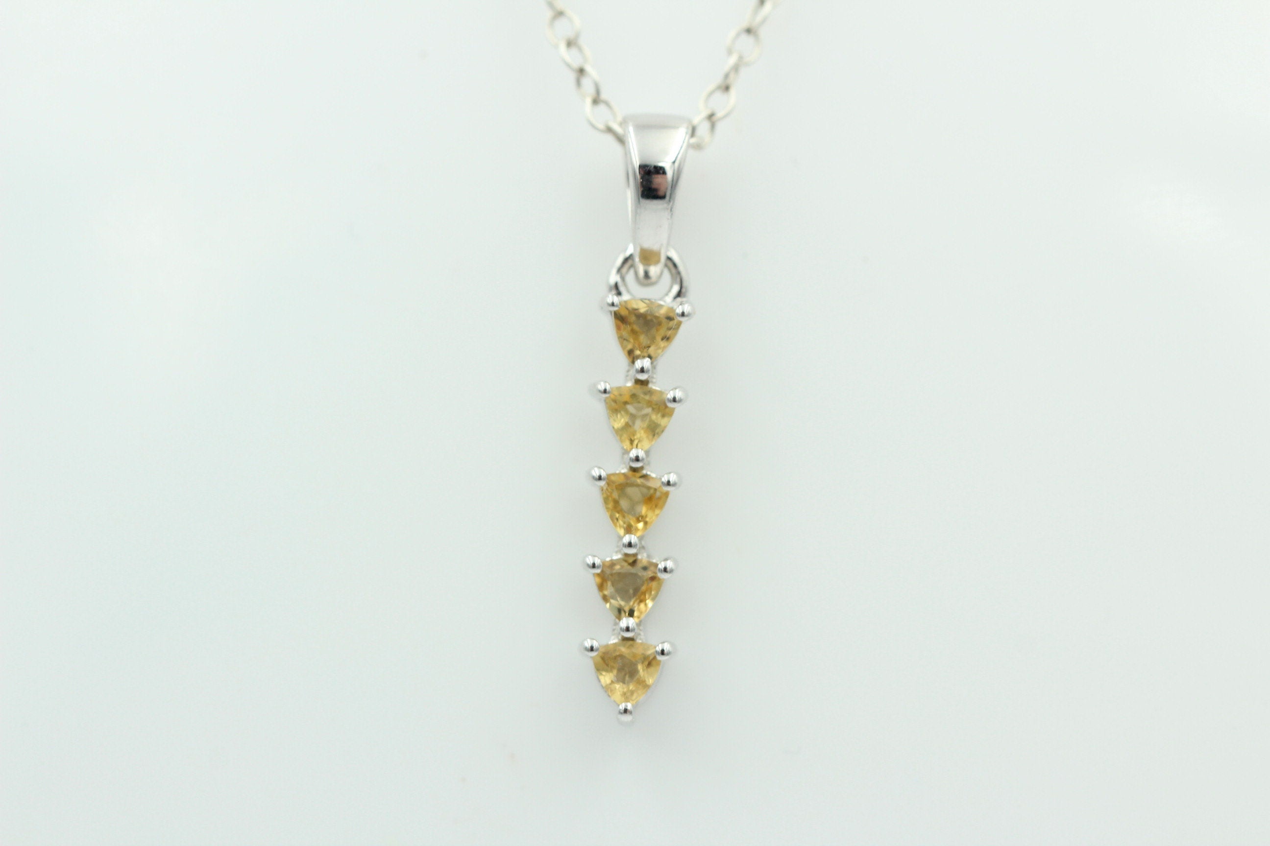 Edler 1,0 Carat Citrin Anhänger 925 Sterling Silber Collier Kette Citrinanhänger