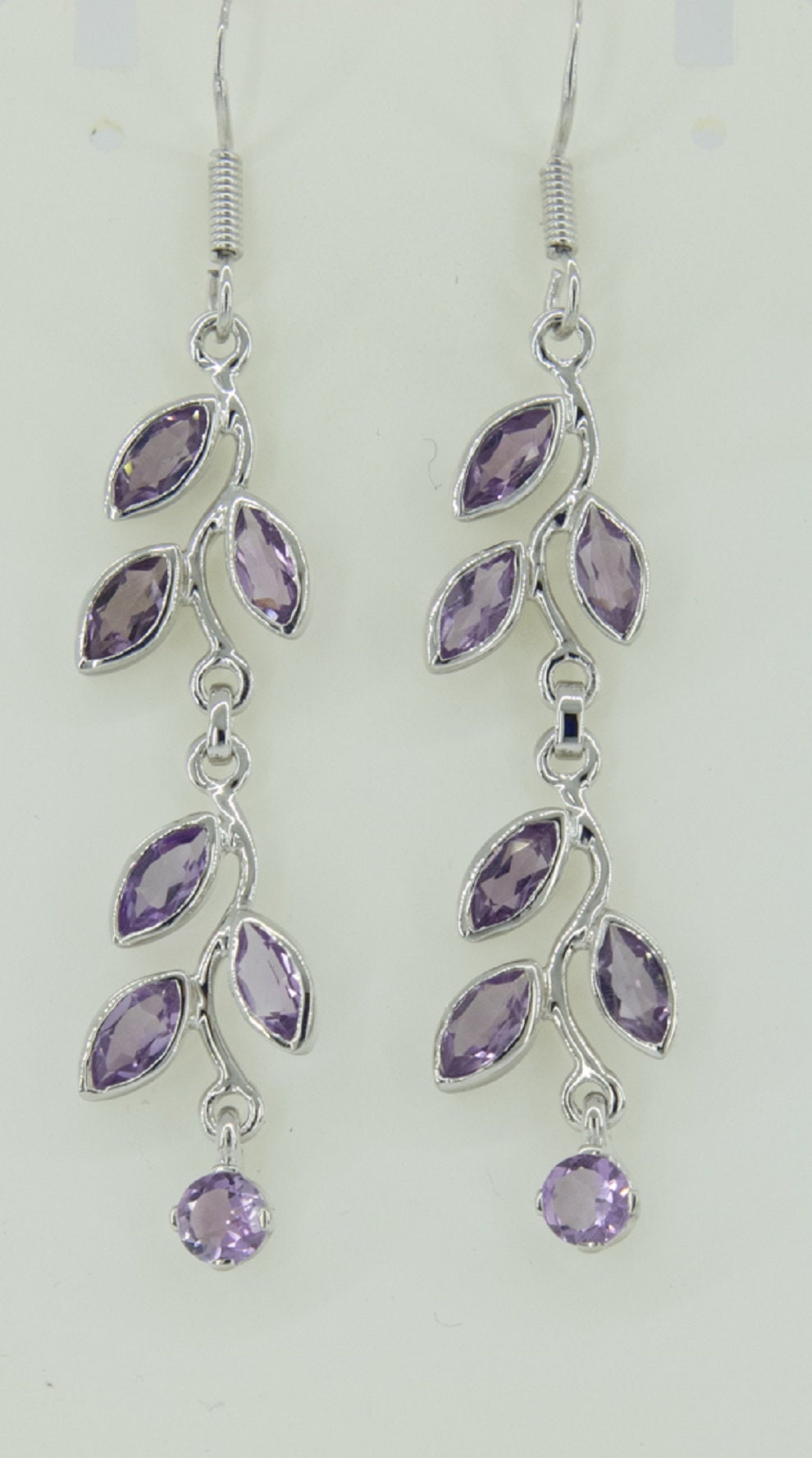 Edle florale 3,6 Carat Amethyst Ohrhanger 928 Silber romantische Ohrhanger