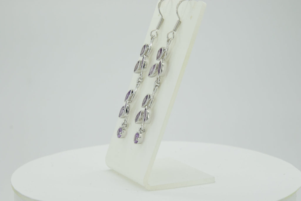 Edle florale 3,6 Carat Amethyst Ohrhanger 928 Silber romantische Ohrhanger