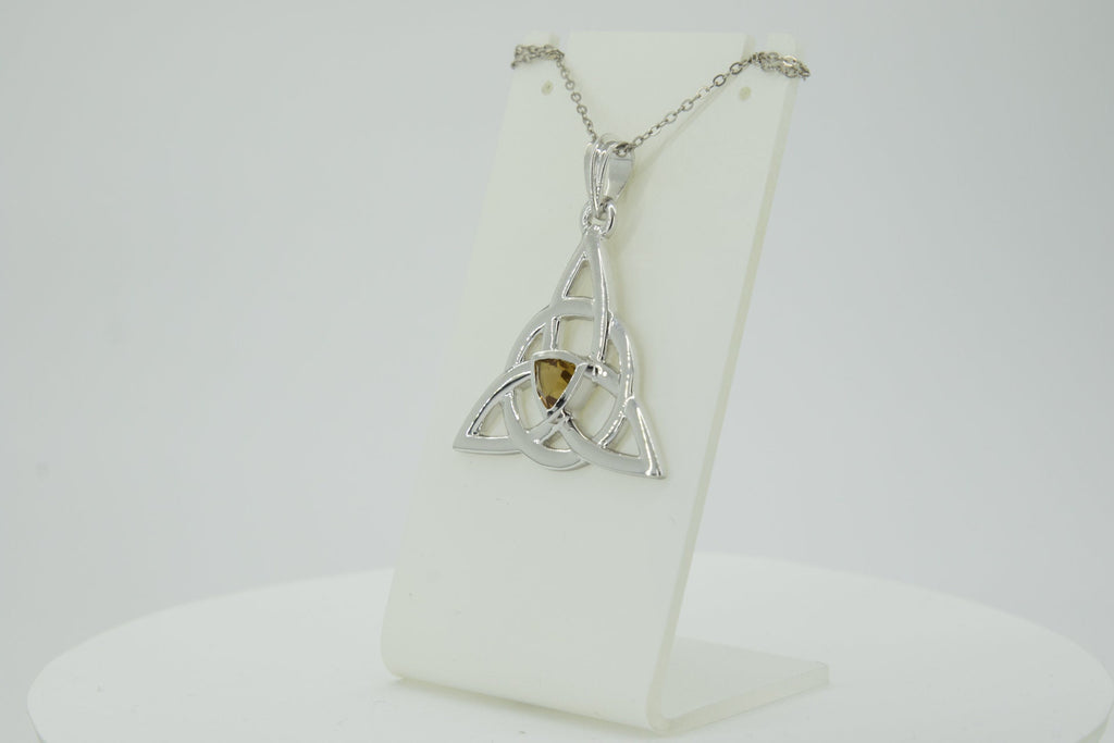 0,8 Carat Citrin Anhanger keltischen Knotenmuster 925 Silber Unendlichkeit Top