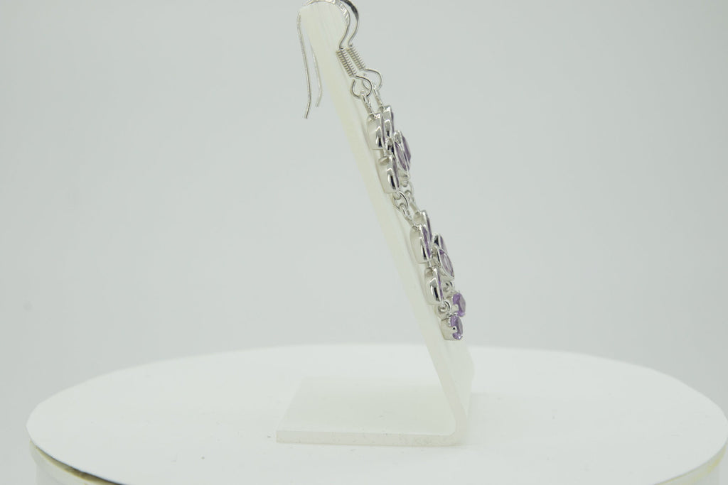 Edle florale 3,6 Carat Amethyst Ohrhanger 928 Silber romantische Ohrhanger