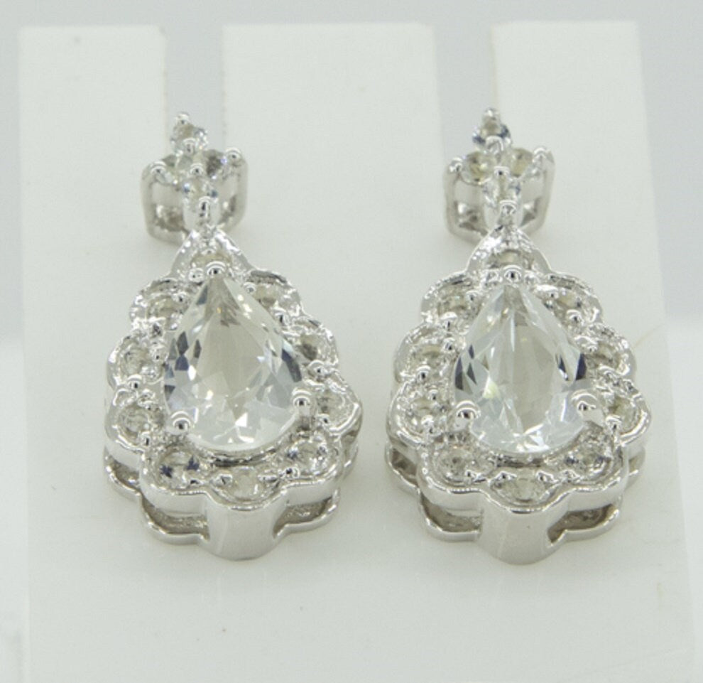 1,63 Carat weisstopas Ohrstecker 925 Silber Ohrring weisser Topas Top  Ohrschmmuck