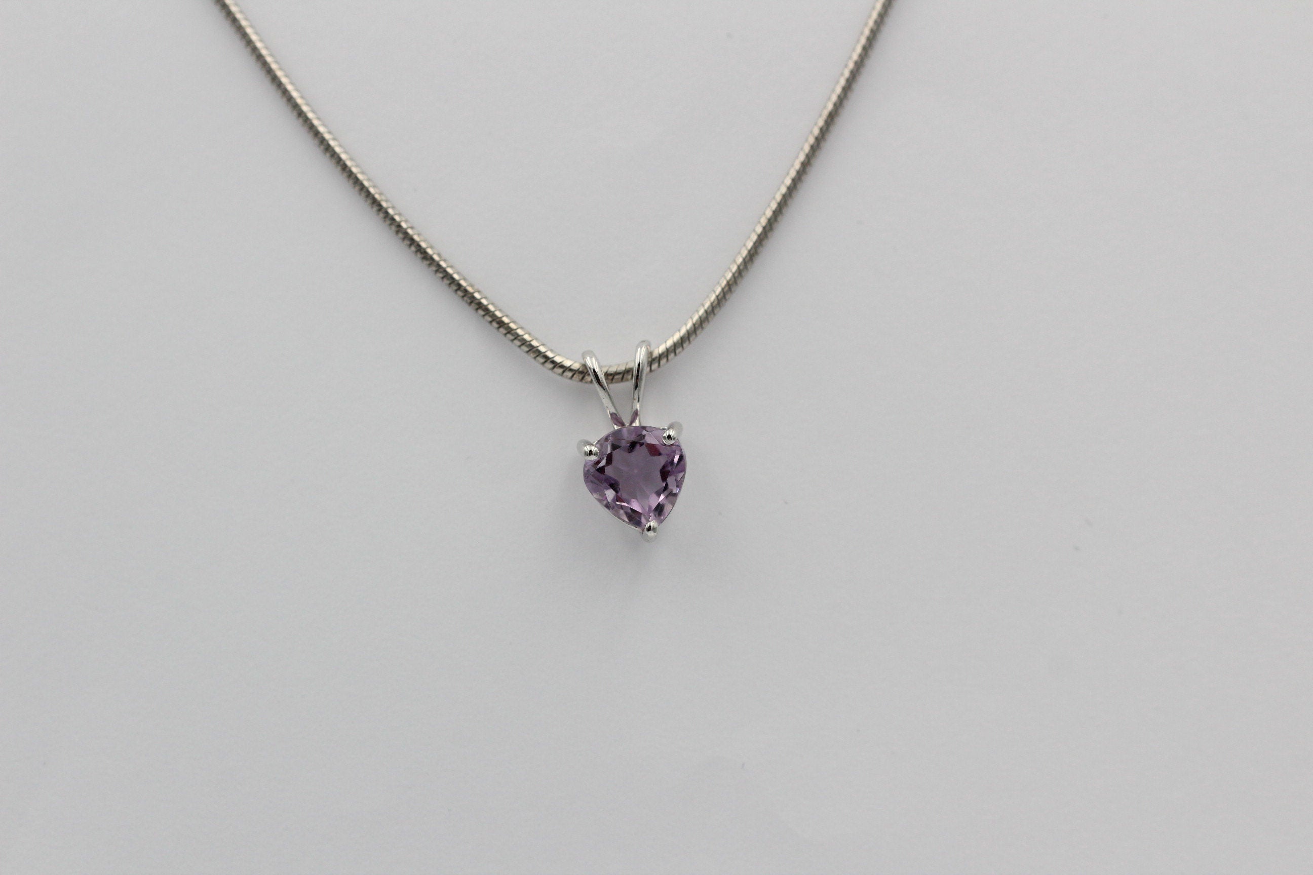 1,2 Carat Amethyst Anhanger 925 Silber Collier Kette Schmuck violetter Edelstein