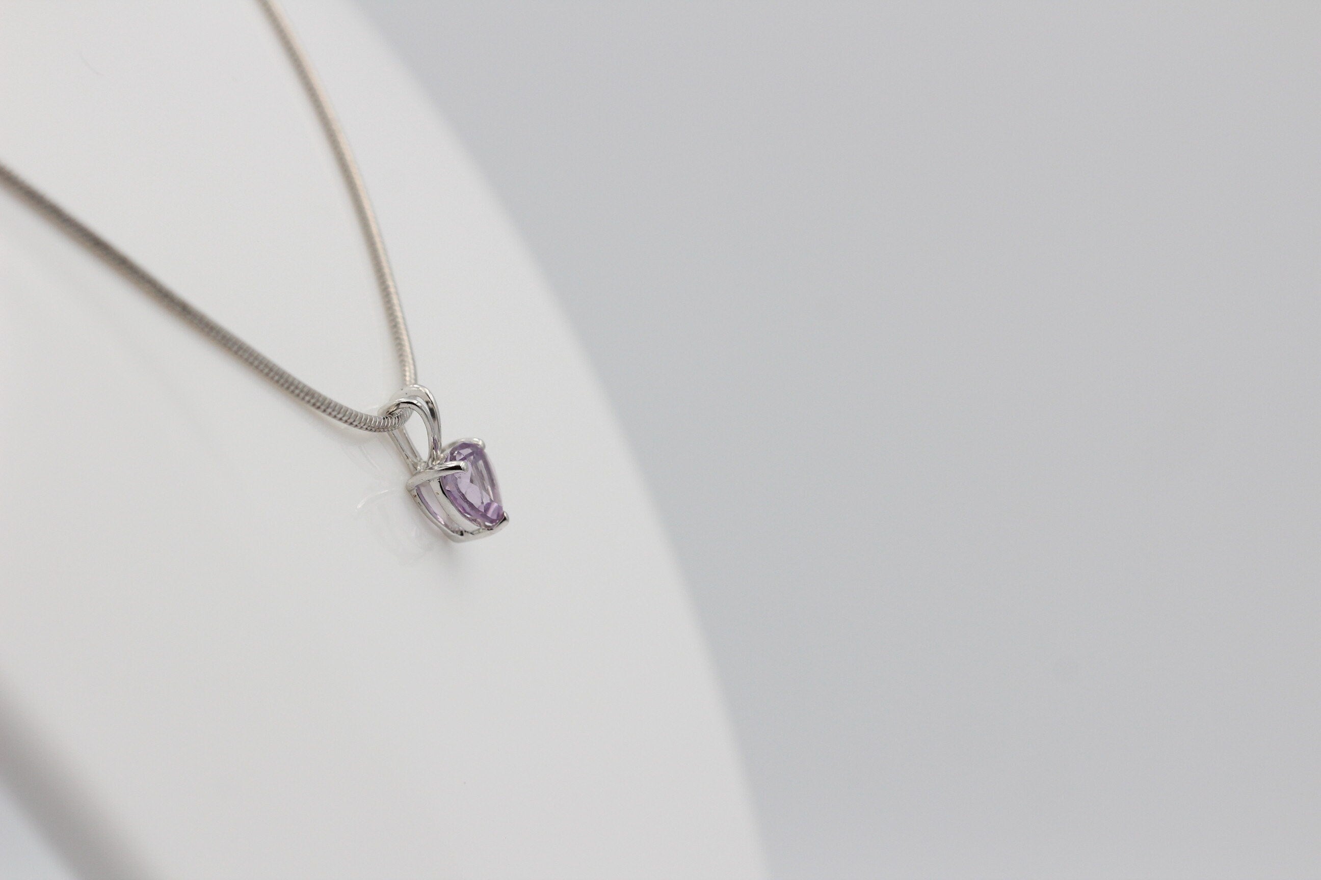 1,2 Carat Amethyst Anhanger 925 Silber Collier Kette Schmuck violetter Edelstein