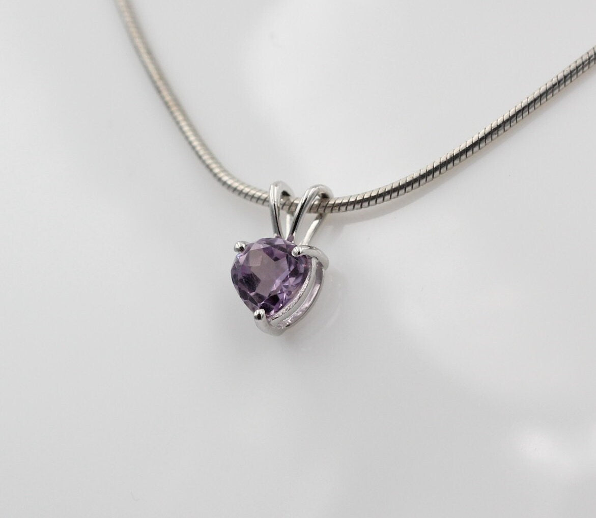 1,2 Carat Amethyst Anhanger 925 Silber Collier Kette Schmuck violetter Edelstein