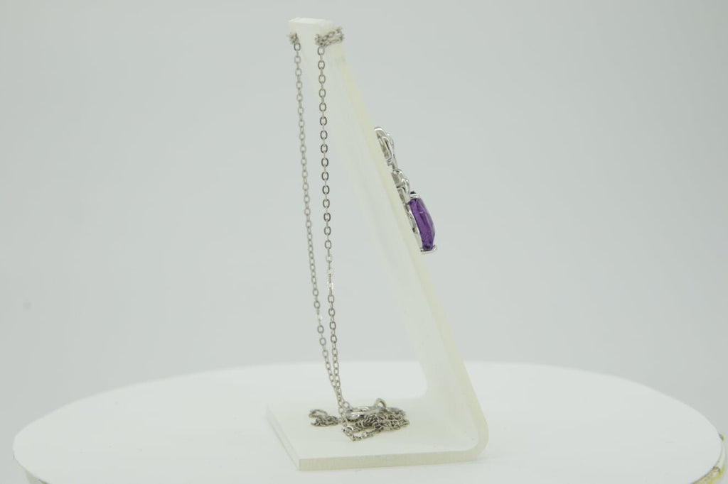 Edler 3,25 Carat Amethyst weisstopas Anhanger 925 Silber Collier Kette Edelstein