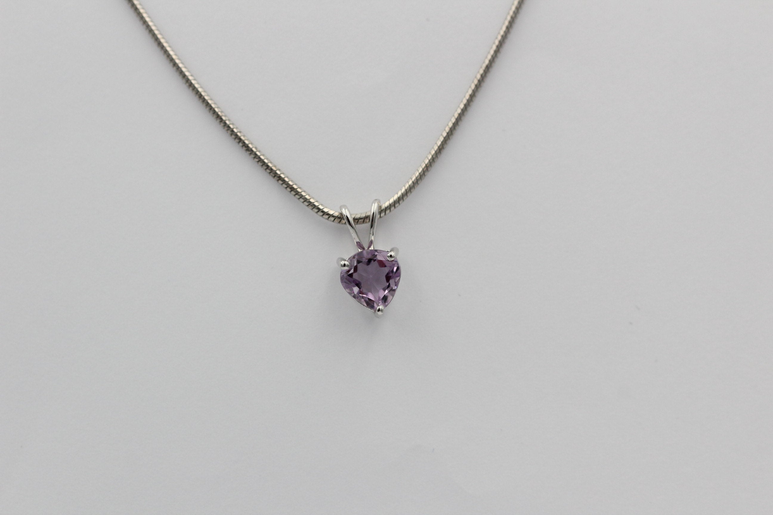 1,2 Carat Amethyst Anhanger 925 Silber Collier Kette Schmuck violetter Edelstein