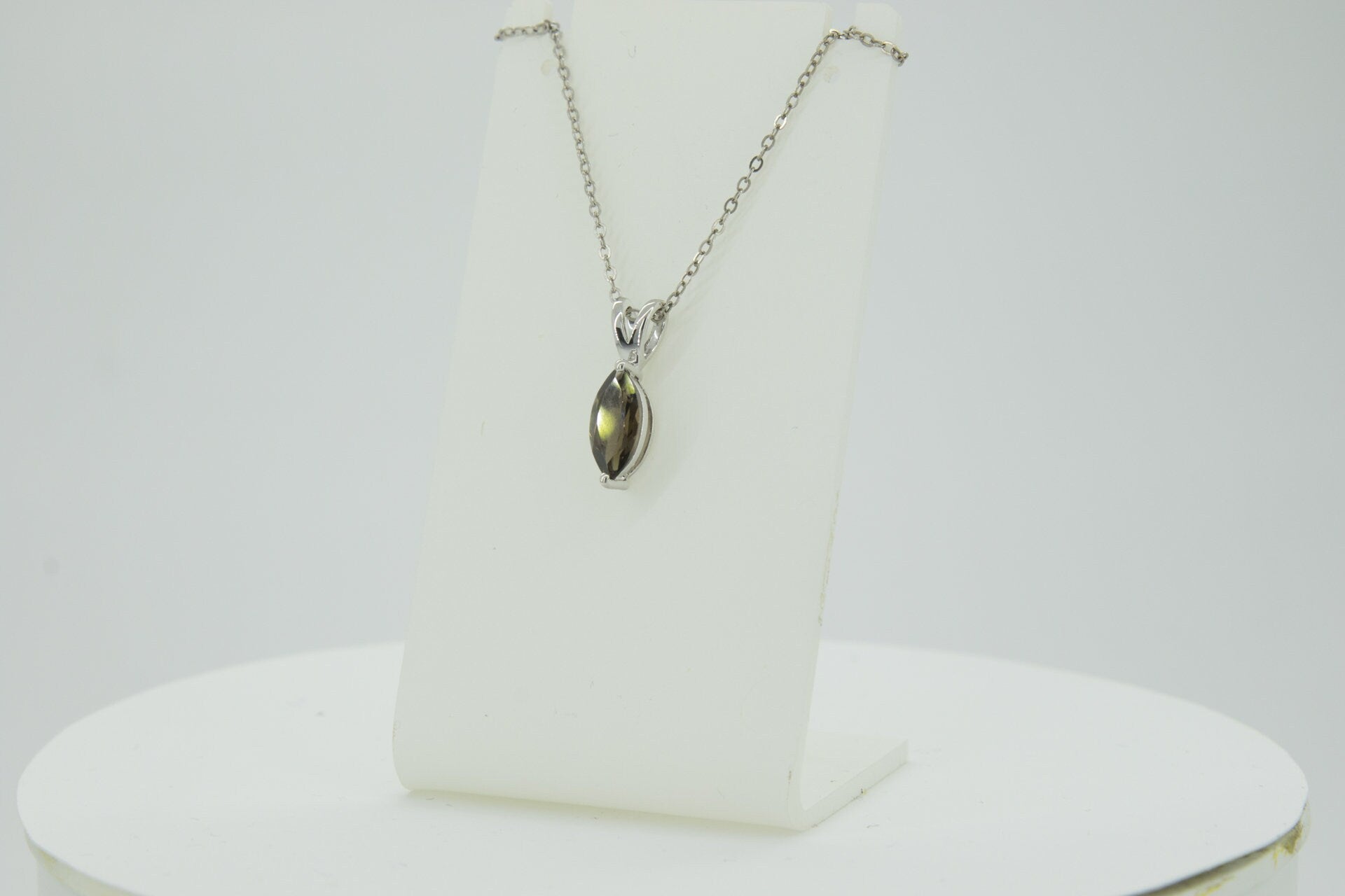 0,83 Carat Rauchquarz Anhanger 925 Silber Collier Kette Rauchtopas Edelstein