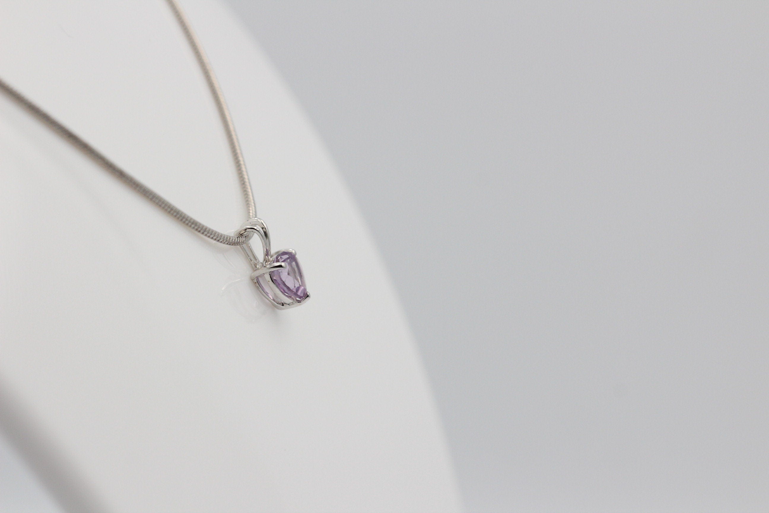 1,2 Carat Amethyst Anhanger 925 Silber Collier Kette Schmuck violetter Edelstein