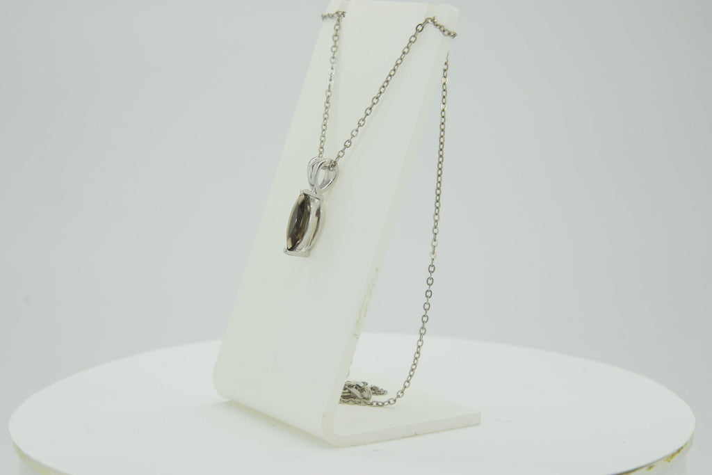 0,83 Carat Rauchquarz Anhanger 925 Silber Collier Kette Rauchtopas Edelstein