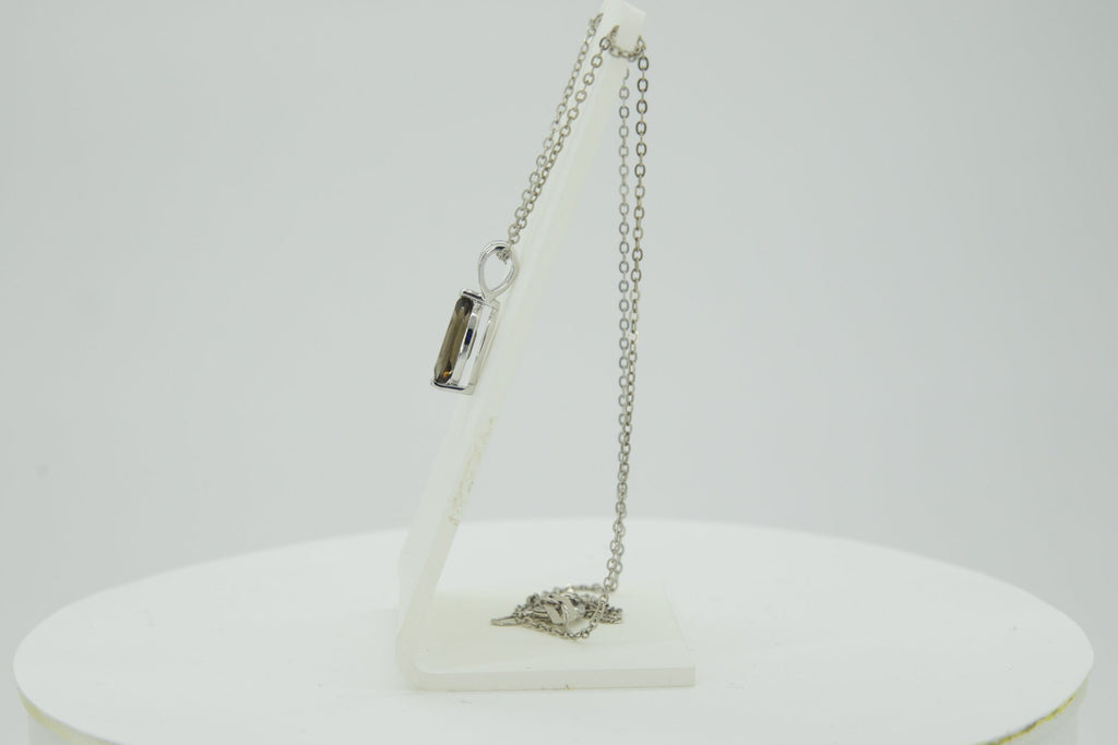 0,83 Carat Rauchquarz Anhanger 925 Silber Collier Kette Rauchtopas Edelstein