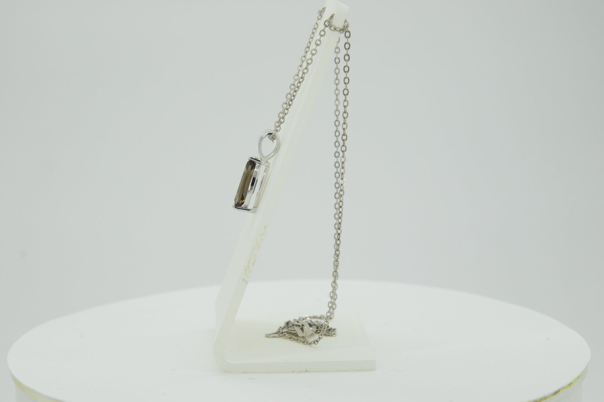 0,83 Carat Rauchquarz Anhanger 925 Silber Collier Kette Rauchtopas Edelstein