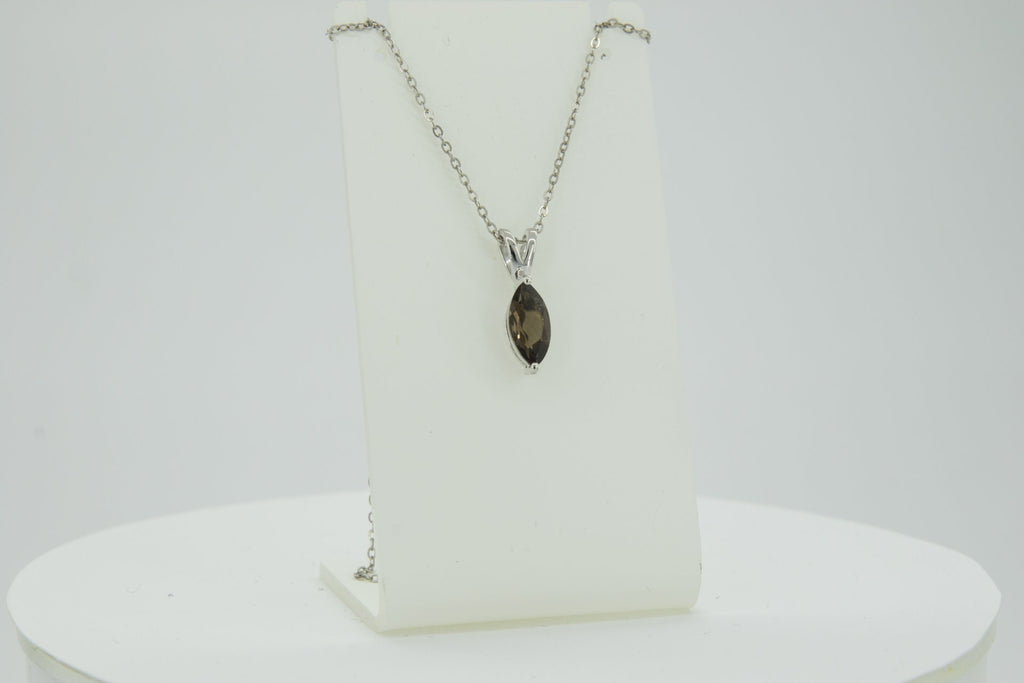 0,83 Carat Rauchquarz Anhanger 925 Silber Collier Kette Rauchtopas Edelstein