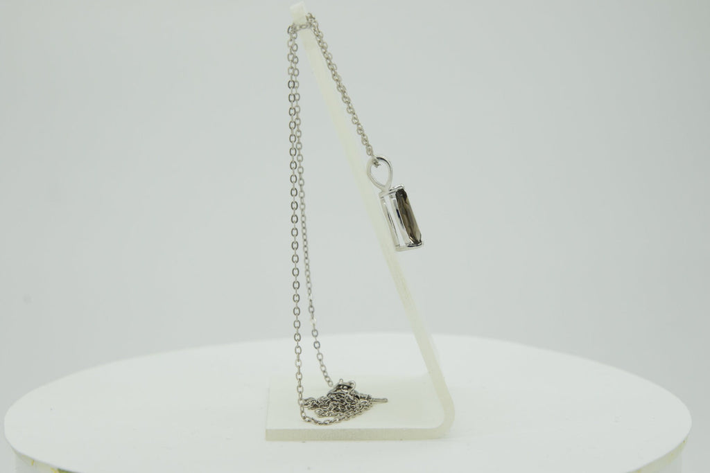 0,83 Carat Rauchquarz Anhanger 925 Silber Collier Kette Rauchtopas Edelstein