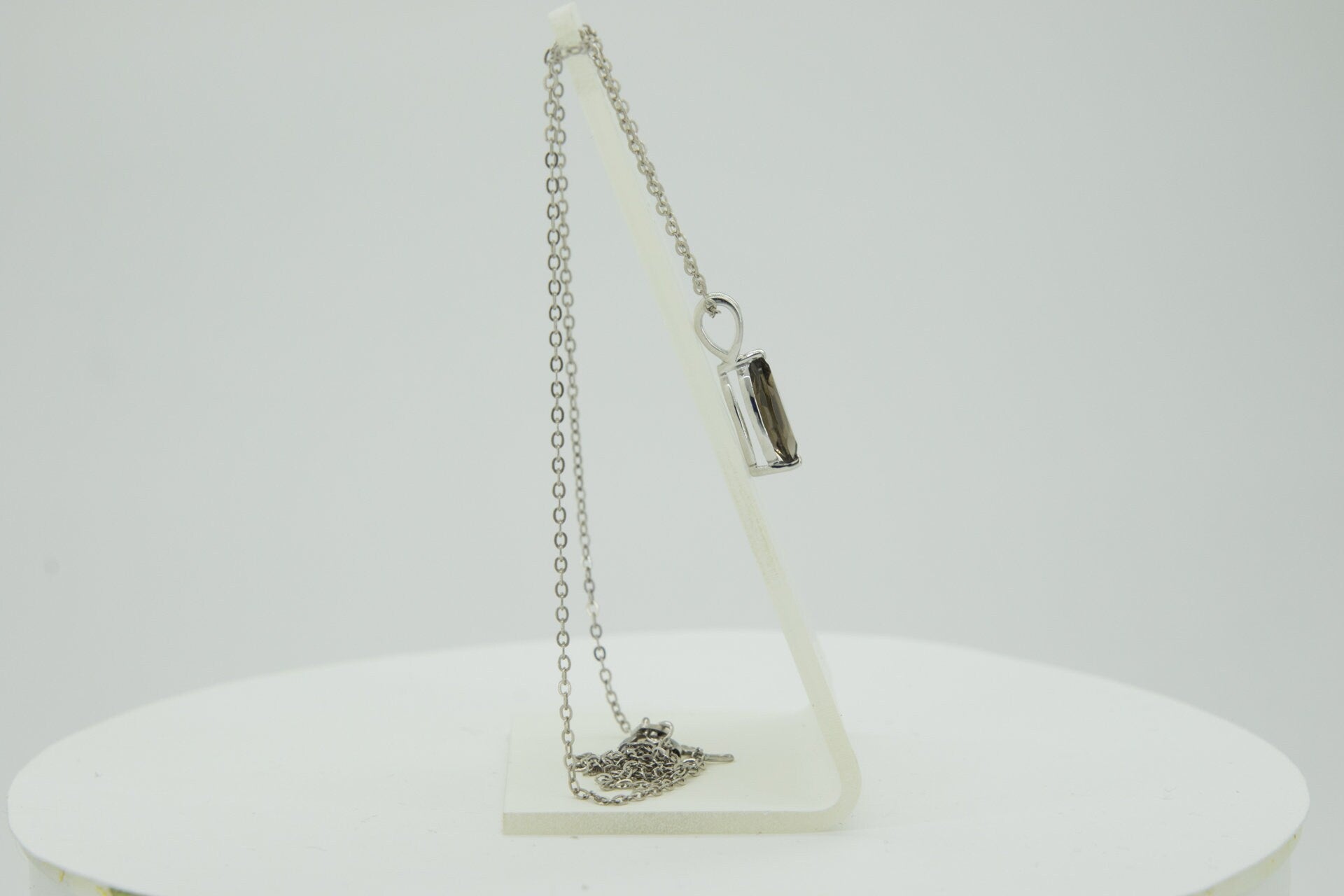 0,83 Carat Rauchquarz Anhanger 925 Silber Collier Kette Rauchtopas Edelstein