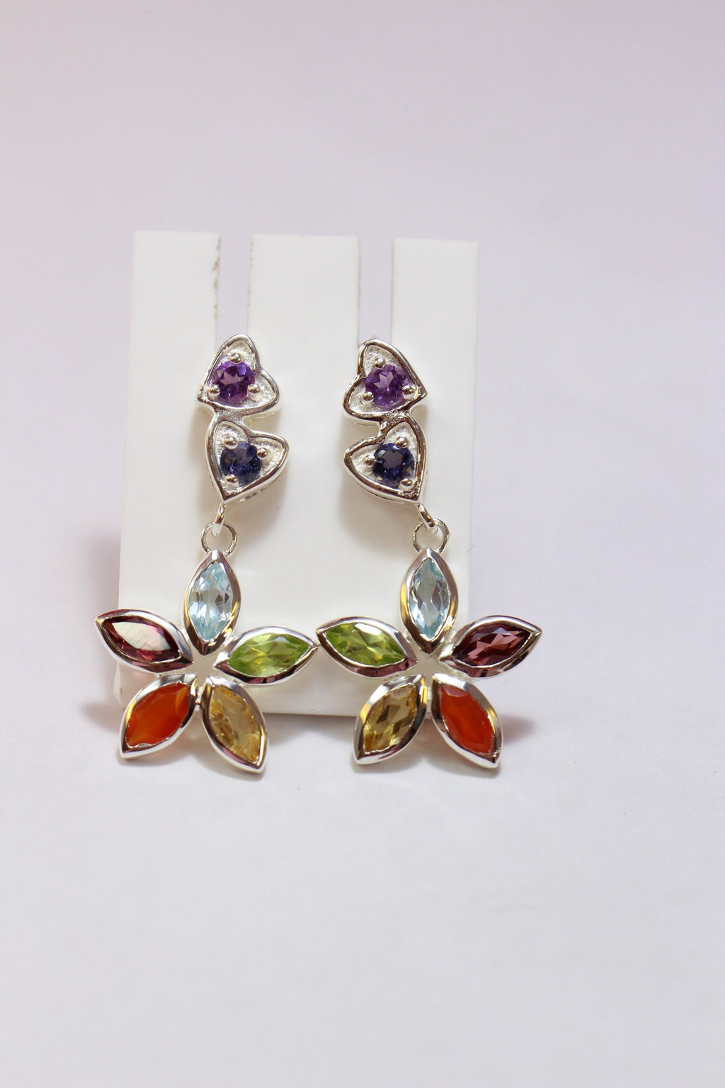 2,58 Carat Chakra Ohrstecker 7 Edelsteine 925 Silber Ohrschmuck Multiedelstein