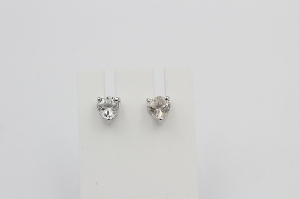 0,9 Carat Weiatopas Herz Ohrstecker 925 Silber Herzohrstecker weiaer Topas