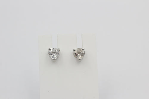 0,9 Carat Weiatopas Herz Ohrstecker 925 Silber Herzohrstecker weiaer Topas