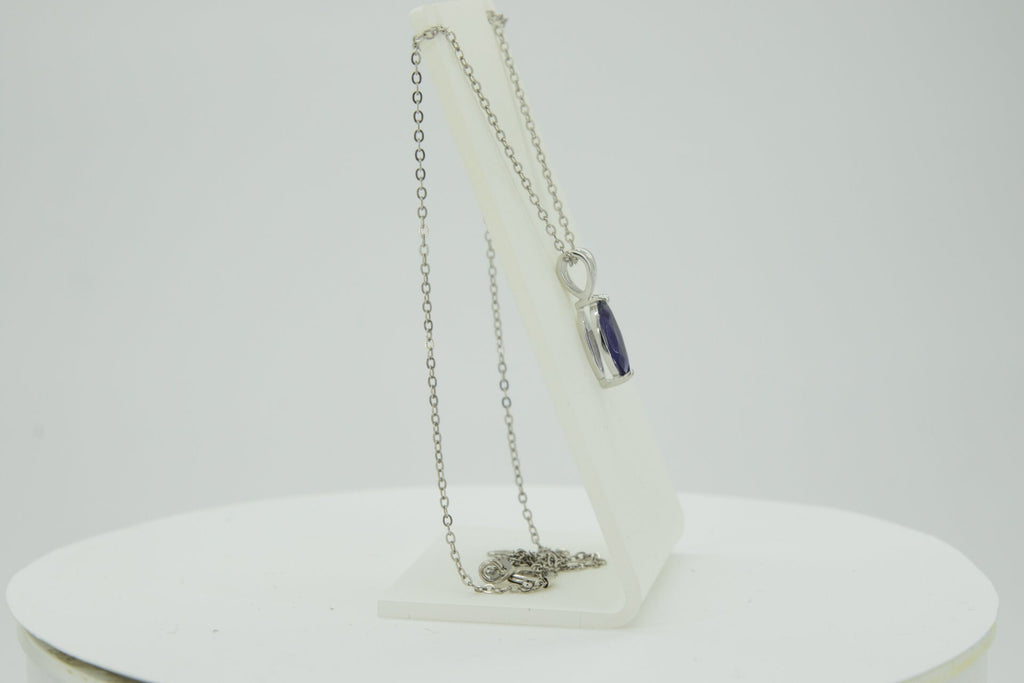 0,83 Carat Iolith Anhanger 925 Silber CollierKette Wassersaphir Luchssaphir