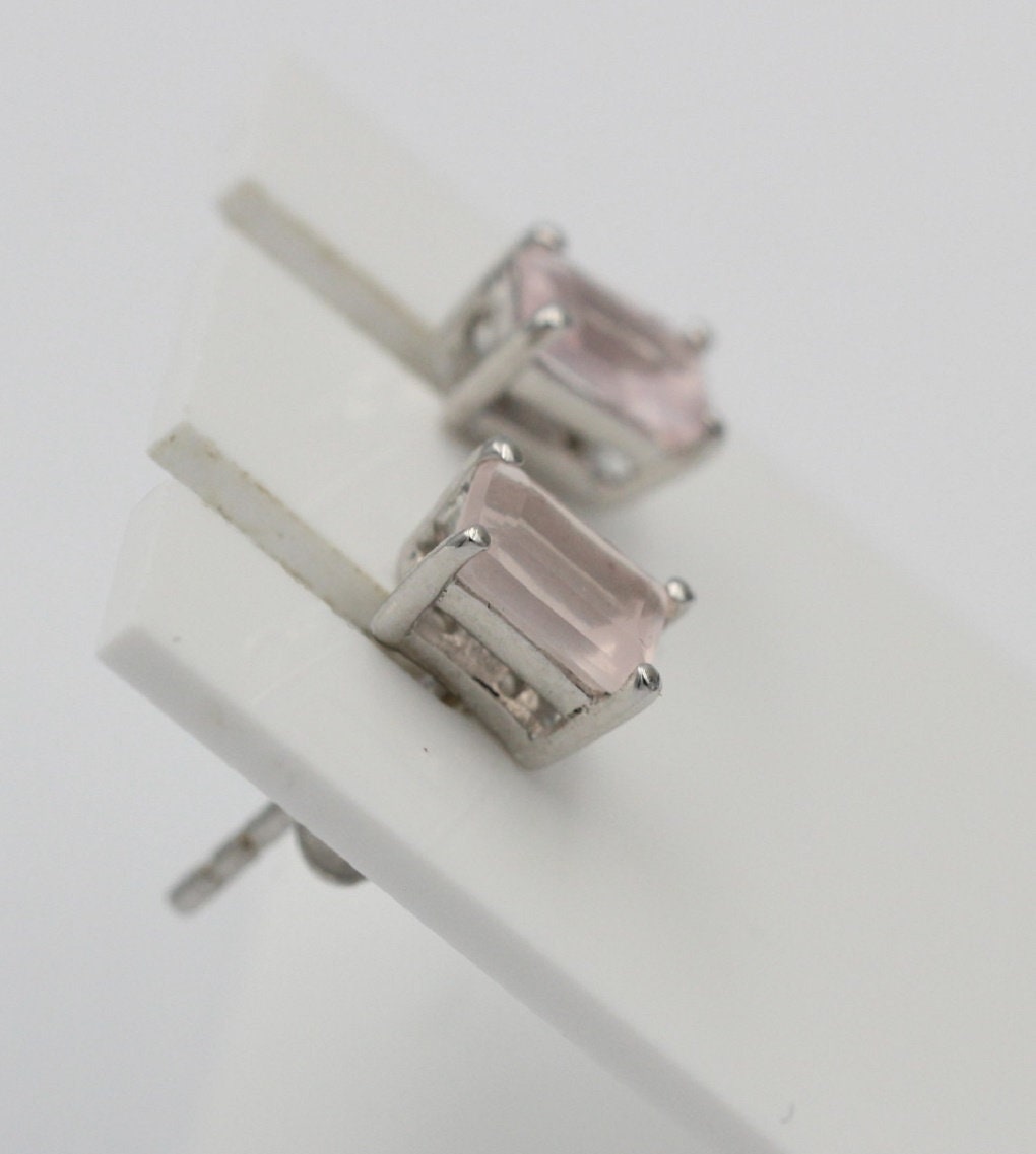 Edle 1,25  Carat Rosenquarz Ohrstecker 925 Silber Ohrschmuck Rosen Quarz Schmuck