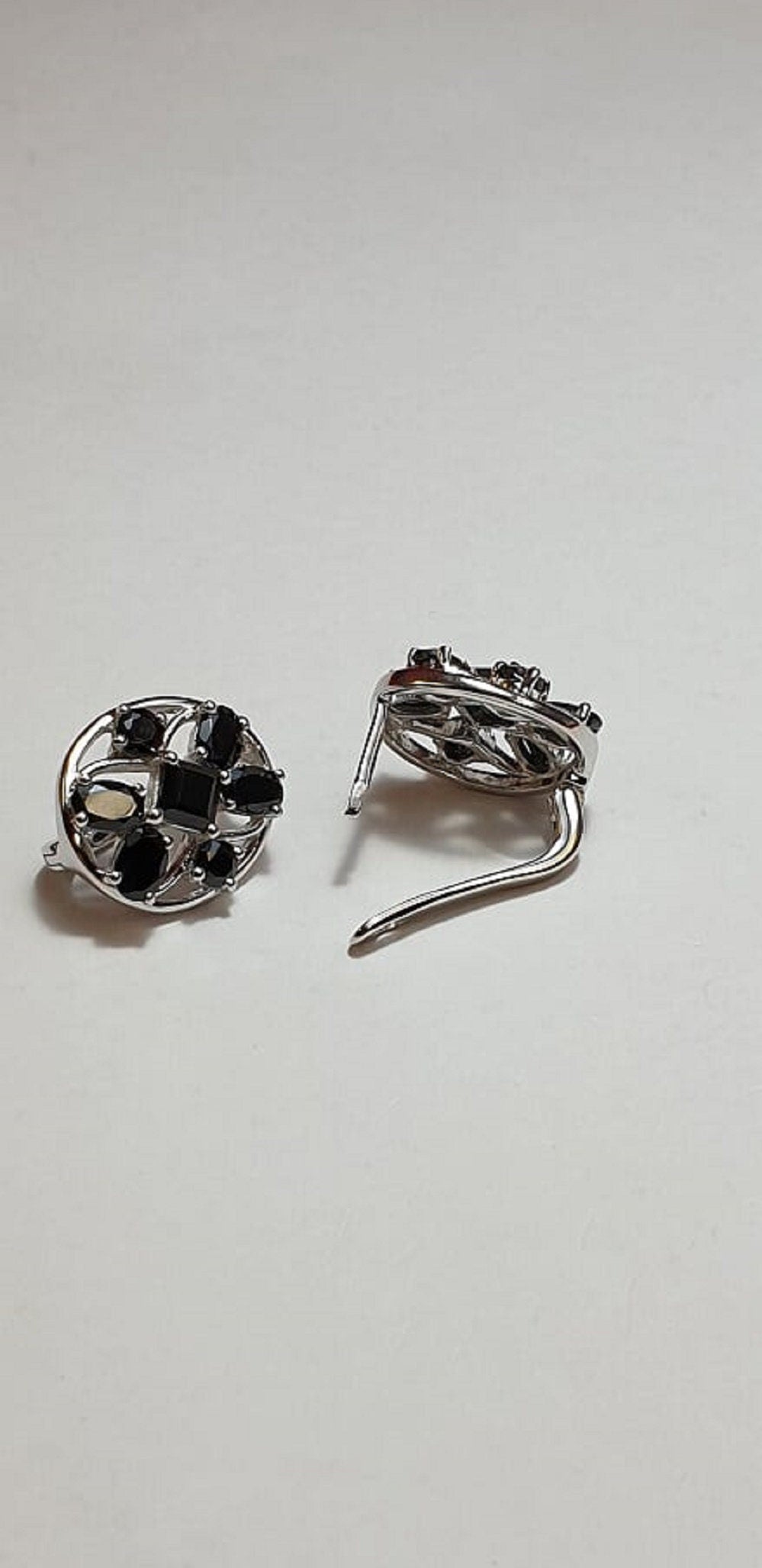 Design pur 7,4  Carat schwarzer Spinell Ohrschmuck 925 Silber Ohrstecker Ohrring