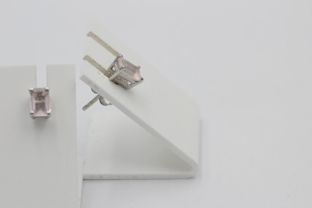 Edle 1,25  Carat Rosenquarz Ohrstecker 925 Silber Ohrschmuck Rosen Quarz Schmuck