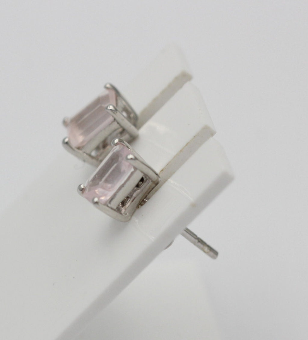 Edle 1,25  Carat Rosenquarz Ohrstecker 925 Silber Ohrschmuck Rosen Quarz Schmuck