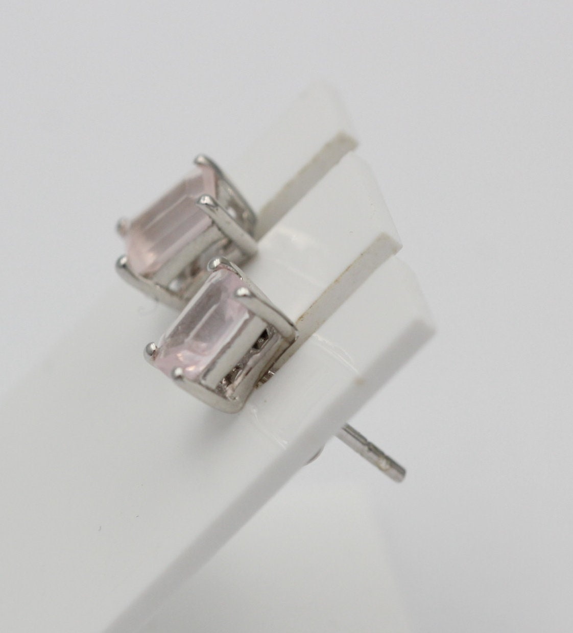 Edle 1,25  Carat Rosenquarz Ohrstecker 925 Silber Ohrschmuck Rosen Quarz Schmuck