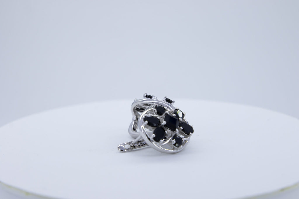 Design pur 7,4  Carat schwarzer Spinell Ohrschmuck 925 Silber Ohrstecker Ohrring