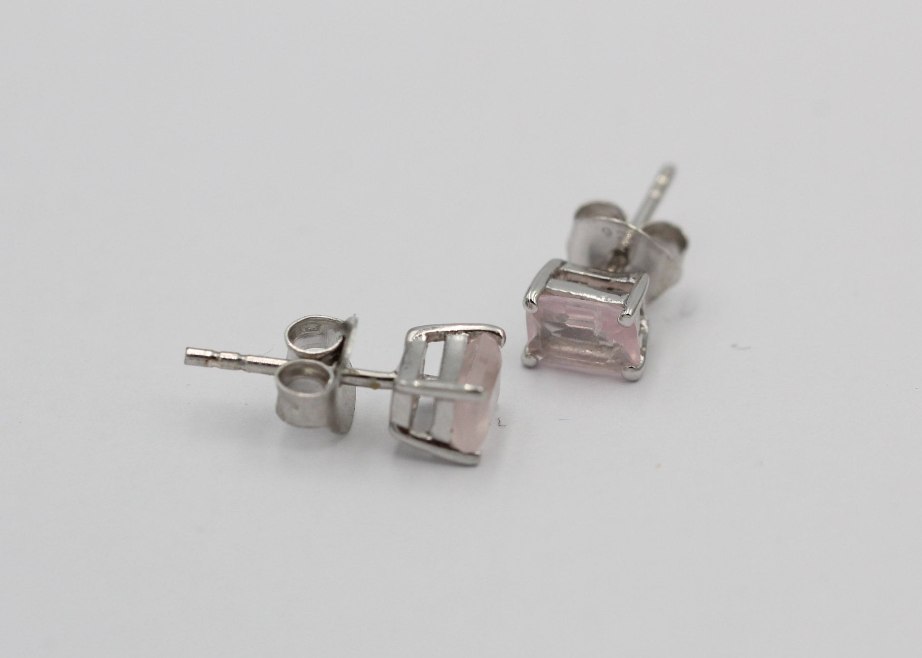 Edle 1,25  Carat Rosenquarz Ohrstecker 925 Silber Ohrschmuck Rosen Quarz Schmuck