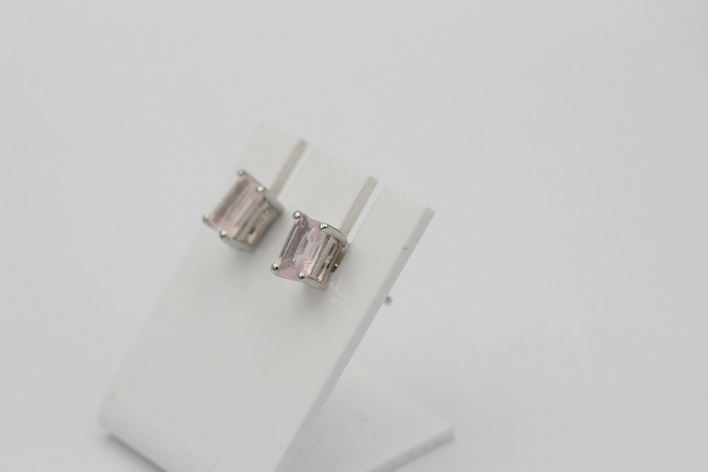 Edle 1,25  Carat Rosenquarz Ohrstecker 925 Silber Ohrschmuck Rosen Quarz Schmuck