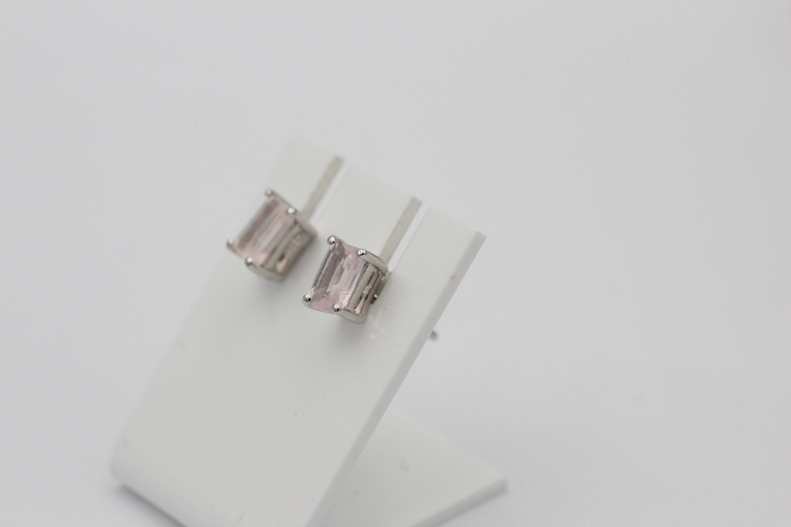 Edle 1,25  Carat Rosenquarz Ohrstecker 925 Silber Ohrschmuck Rosen Quarz Schmuck
