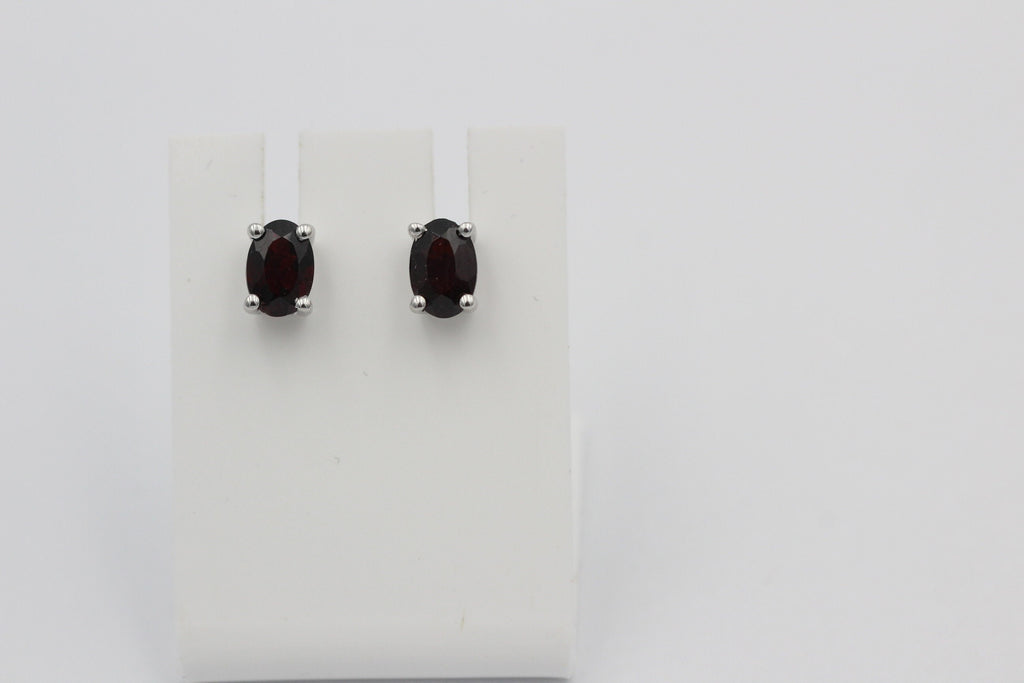 Edle 1,0 Carat Granat Ohrstecker 925 Silber Ohrring Ohrschmuck blutroter Stein