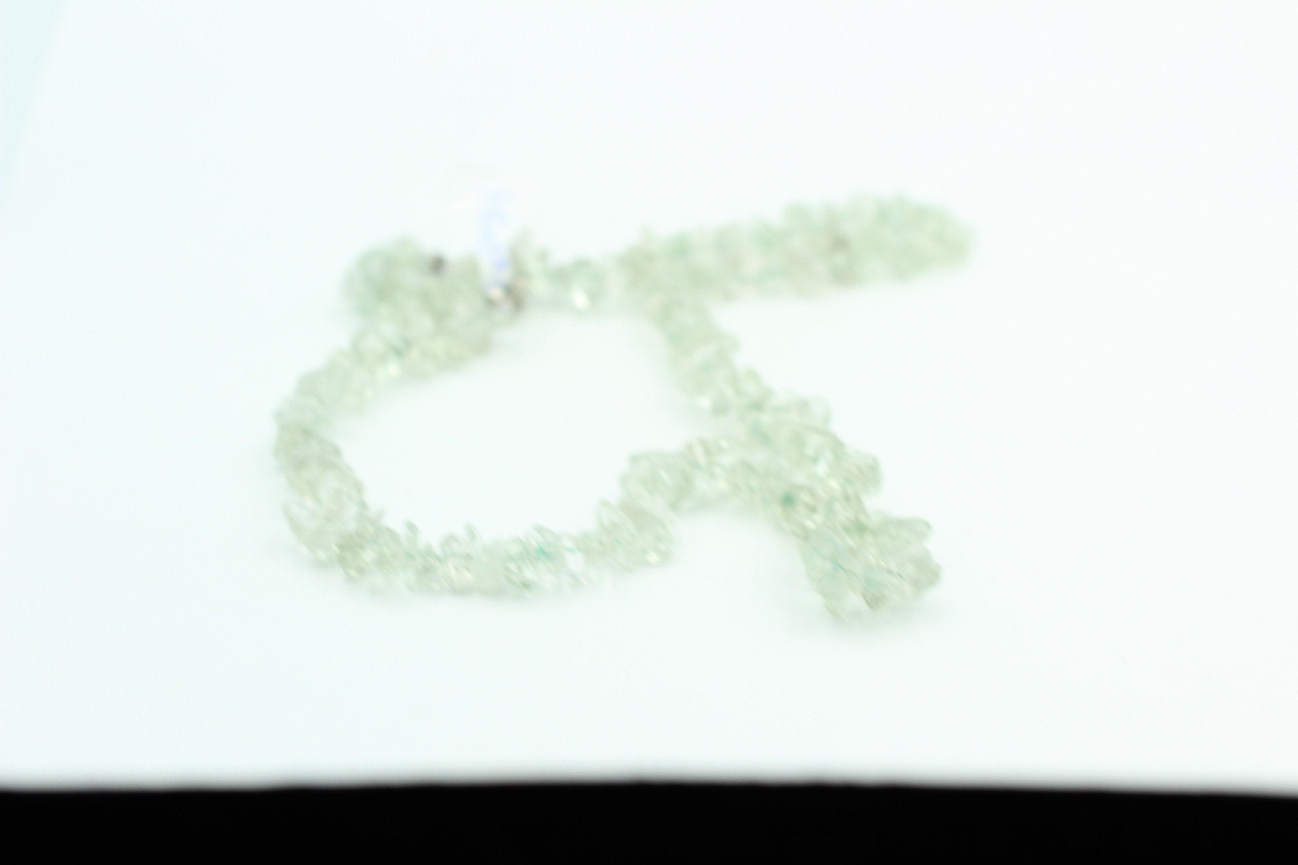 34,5 Carat Prasiolith Collier Splitterkette 925 Silber mit Verlängerung
