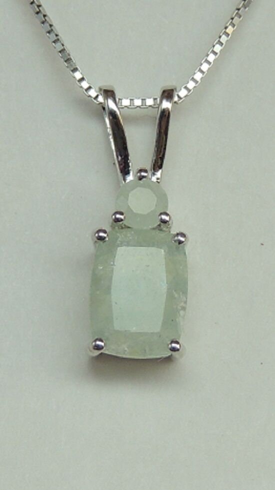 Edler 1,61 Carat Milch Aquarmin Anhanger 925 Silber Collier Kette