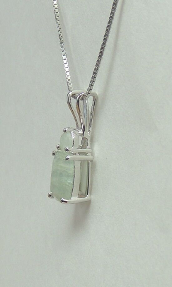 Edler 1,61 Carat Milch Aquarmin Anhanger 925 Silber Collier Kette