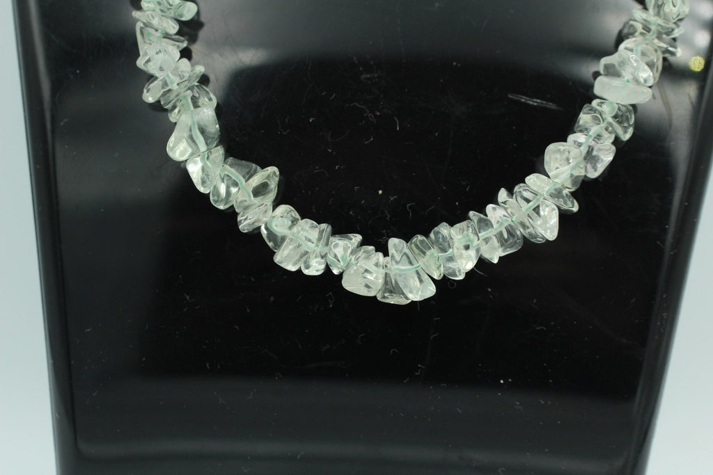 34,5 Carat Prasiolith Collier Splitterkette 925 Silber mit Verlängerung
