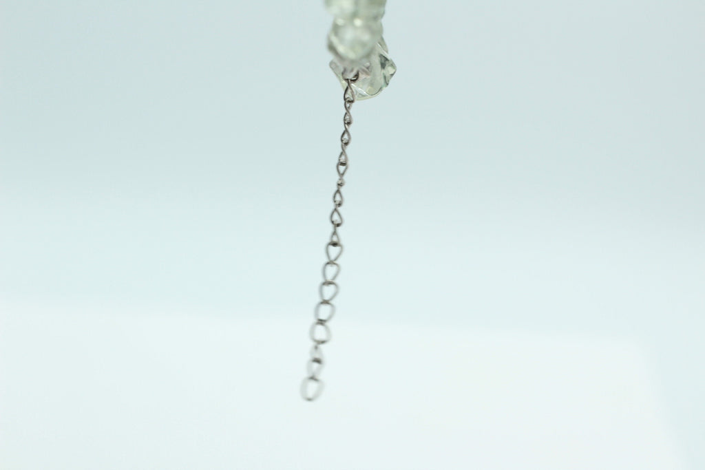 34,5 Carat Prasiolith Collier Splitterkette 925 Silber mit Verlängerung