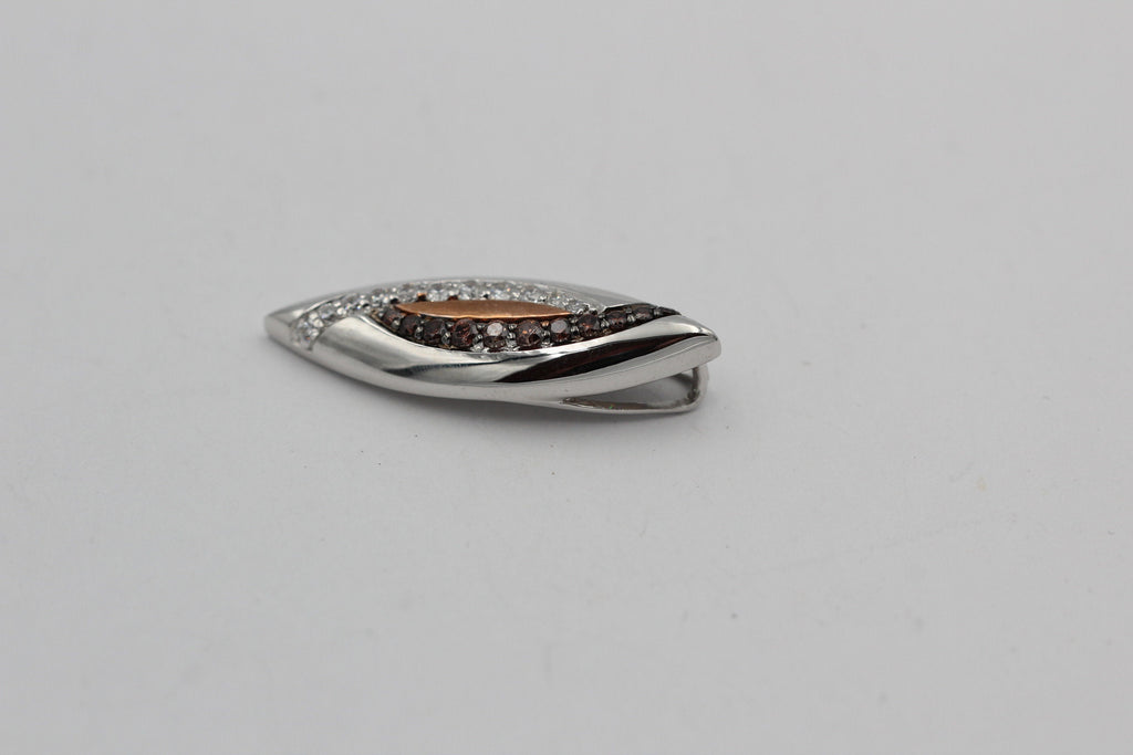 Anhänger 925 Sterling Silber rhodiniert bicolor vergoldet 10 Zirkonia Top Edel