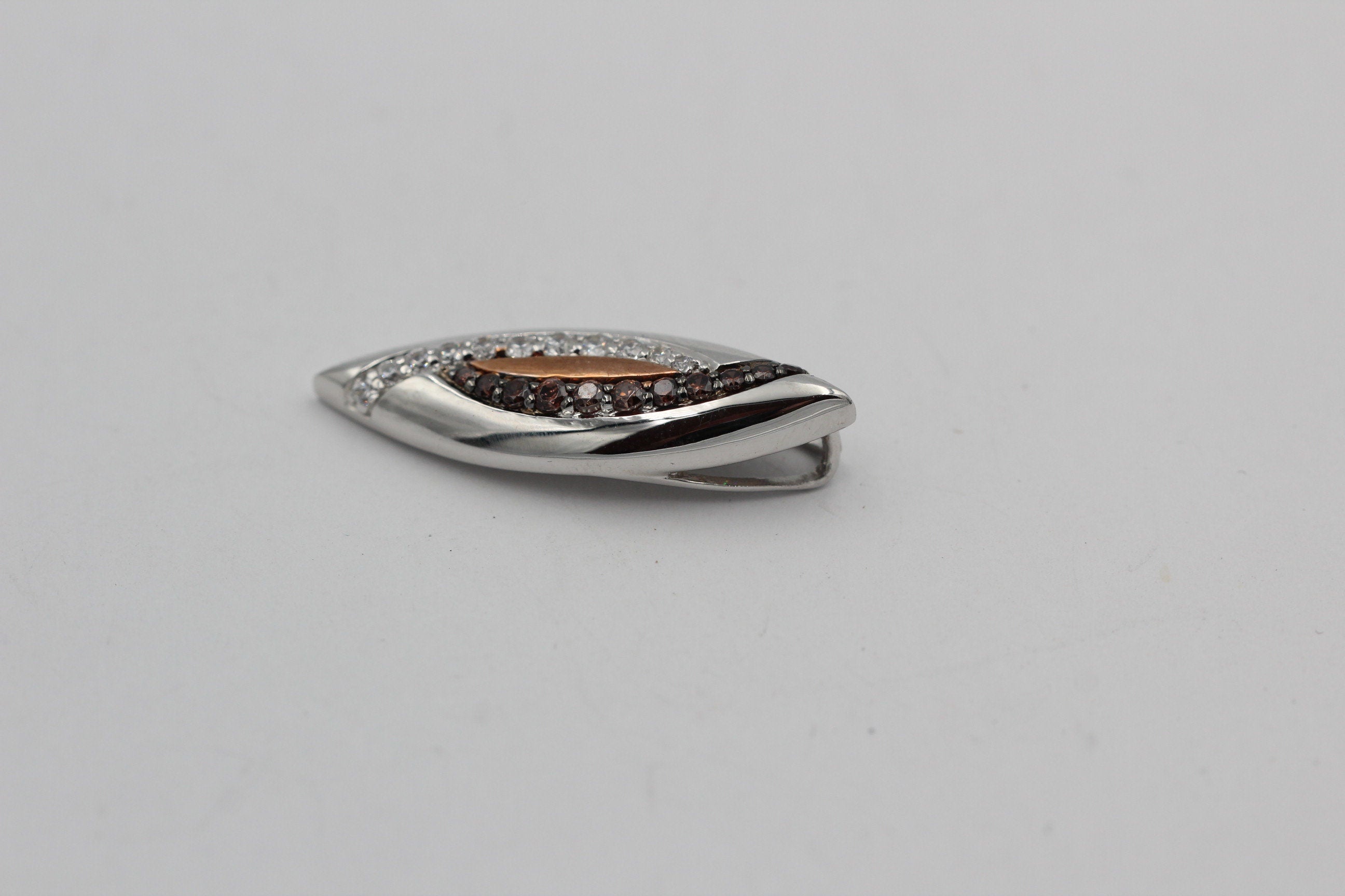 Anhänger 925 Sterling Silber rhodiniert bicolor vergoldet 10 Zirkonia Top Edel